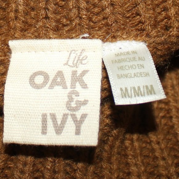 Oak and Ivy knit sweater brown with geometric pattern oversize turtleneck Medium - Picture 6 of 9